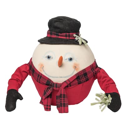 Abercrombie Snowman Joe Spencer Gathered Traditions Door Stop Soft Figurine - Red