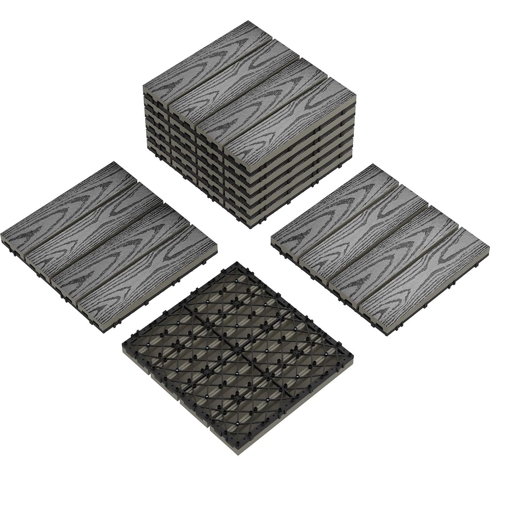 Interlinked-Style Composite Deck Tiles 12"x12"