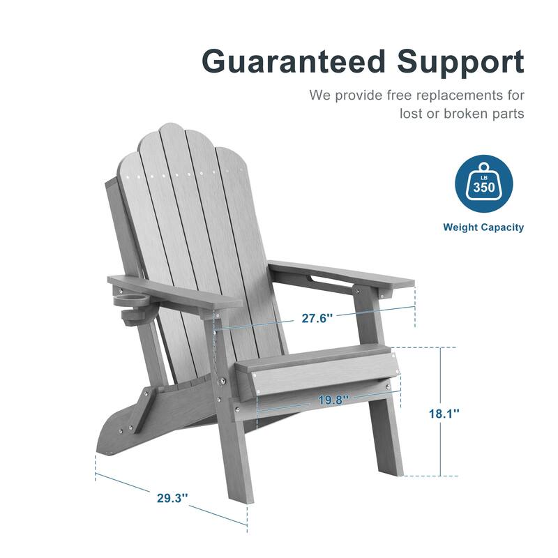HDPE All-Weather Folding Adirondack Chair with Cup Holder