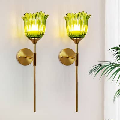 Battery Operated Wallchiere with Remote, Rechargeable Wireless Gold Wall Sconces , RGB Dimmable Light (Set of 2)