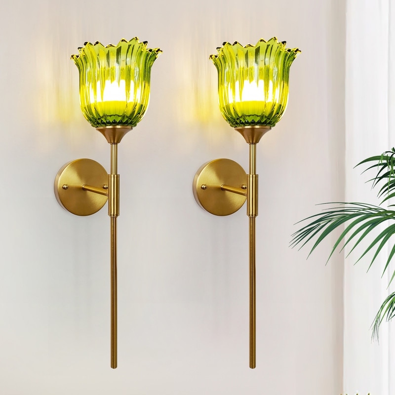 Battery Operated Wallchiere with Remote, Rechargeable Wireless Gold Wall Sconces , RGB Dimmable Light (Set of 2)