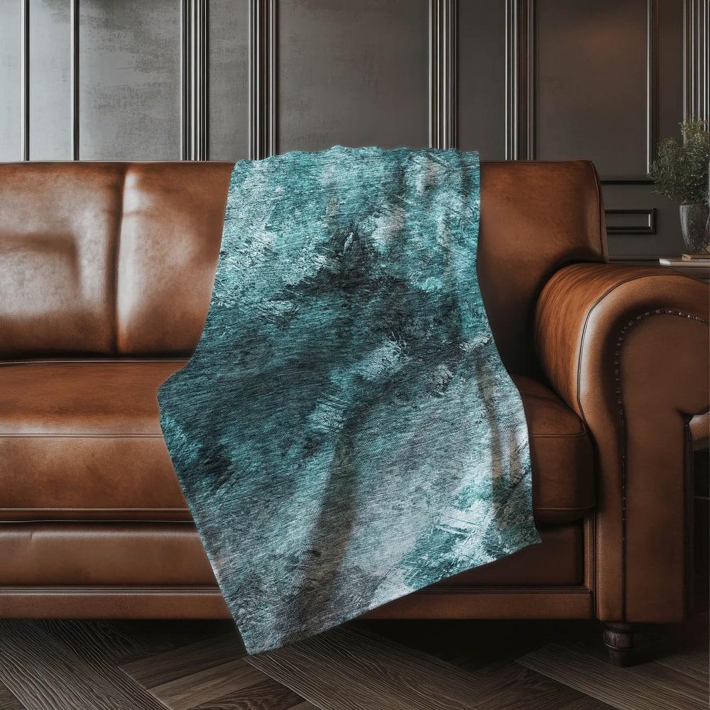 Premium Machine Washable Modern Abstract Sherpa Throw Blanket