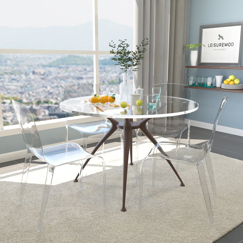 Murray Minimalist Modern Stackable Acrylic Plastic Dining Chair Full Back Transparent Accent Side Chair for Kitchen Set of 4