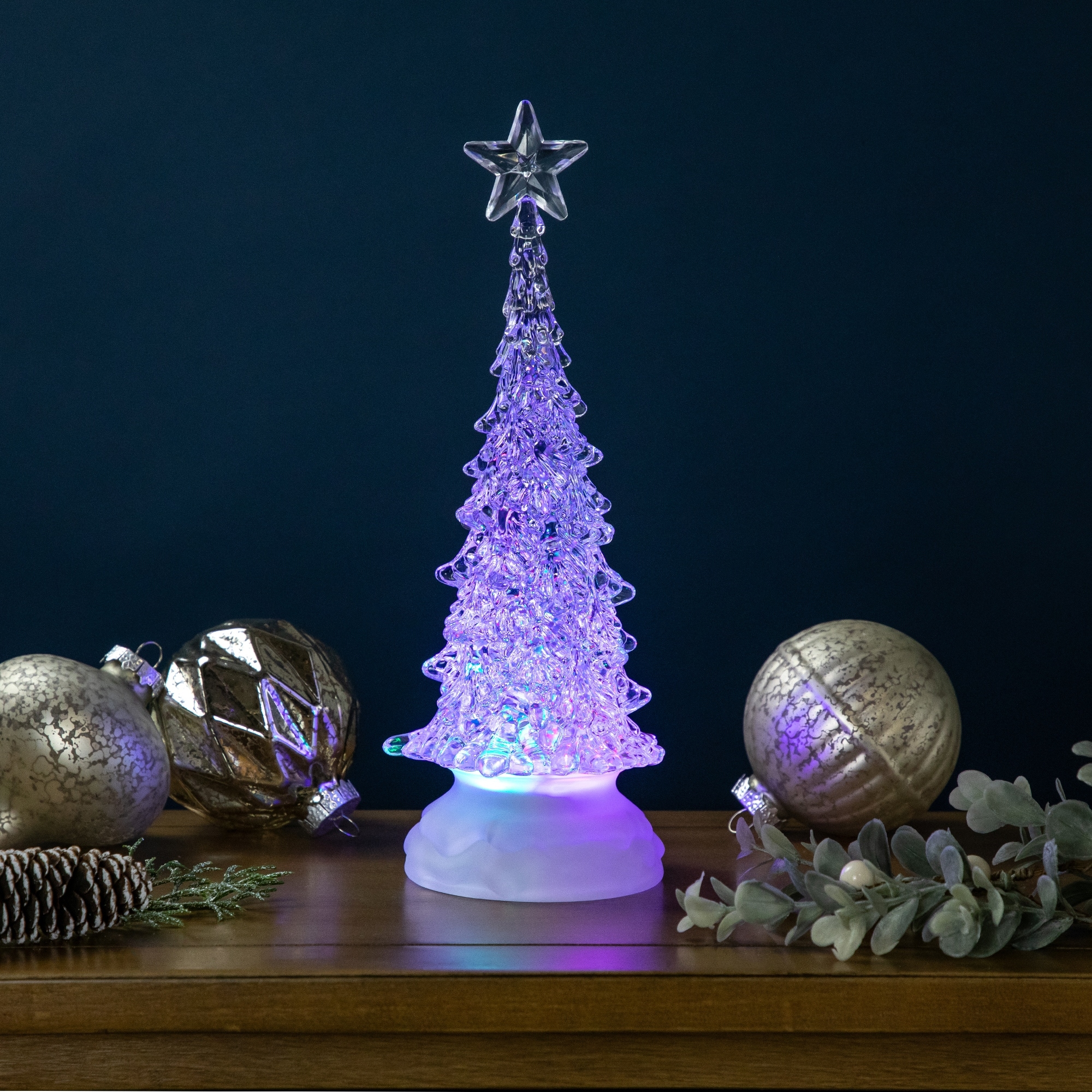 LED Lighted Acrylic Christmas Tree Decoration 10.5" Multi-Color Lights