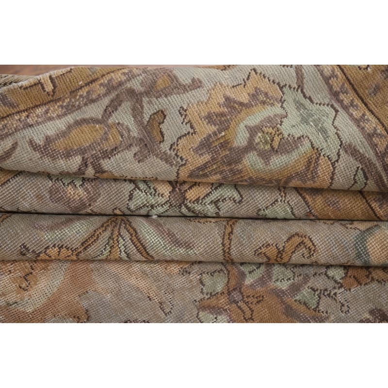Distressed Tabriz Antique Persian Rug Hand-Knotted Wool Carpet - 9'6" x 13'2"