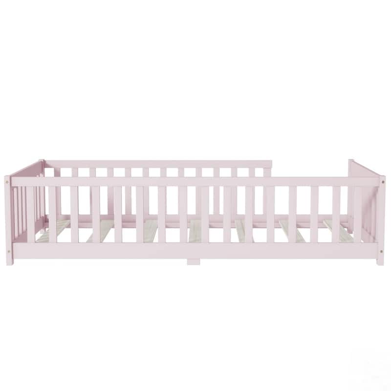 Floor Platform Bed with Fence without Door