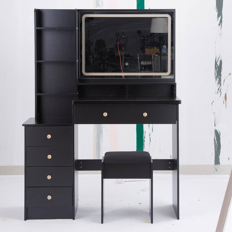 Vanity Table with 3-color Switch LED Mirror