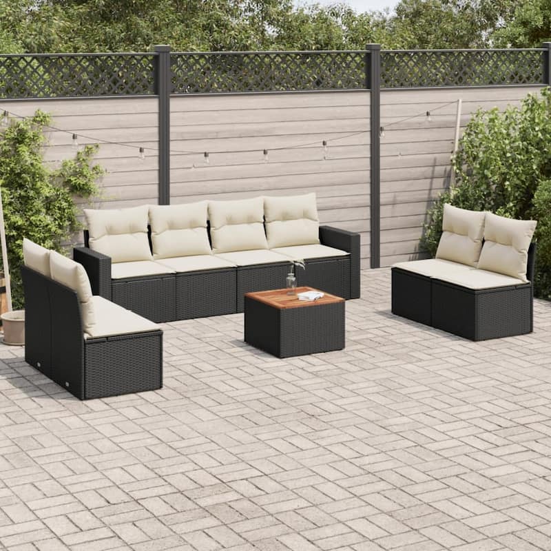 vidaXL Garden Sofa Set Black, Cream White - 24.4 x 25.8 x 27.2