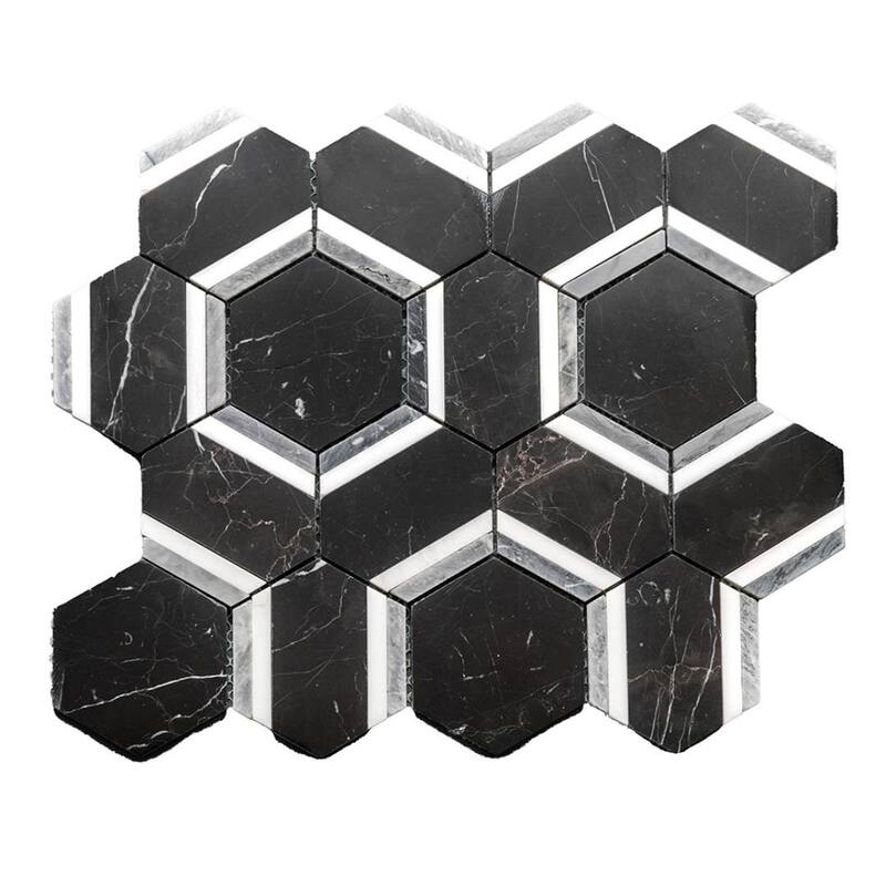 The Tile Life Pelta Orb 13x11 Hexagon Marble Floor, Wall & Backsplash Tile
