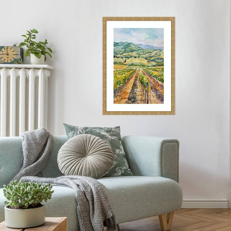 Raising Crops No. 1 by Tradelink inhouse artist Wood Framed Wall Art Print - Mila Dark Gold