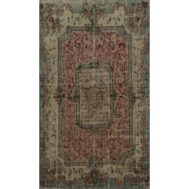 Hand Knotted Oriental 100% Wool Carpet Transitional Floral Brown Anatolian Area Rug - 9' 5'' X 6' 9''