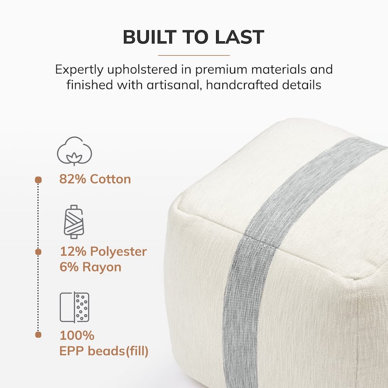 Jani 20-inch Ottoman Pouf - Handcrafted Handmade Ottoman for Seating, Footrest, Home Decor for Living Room, Bedroom