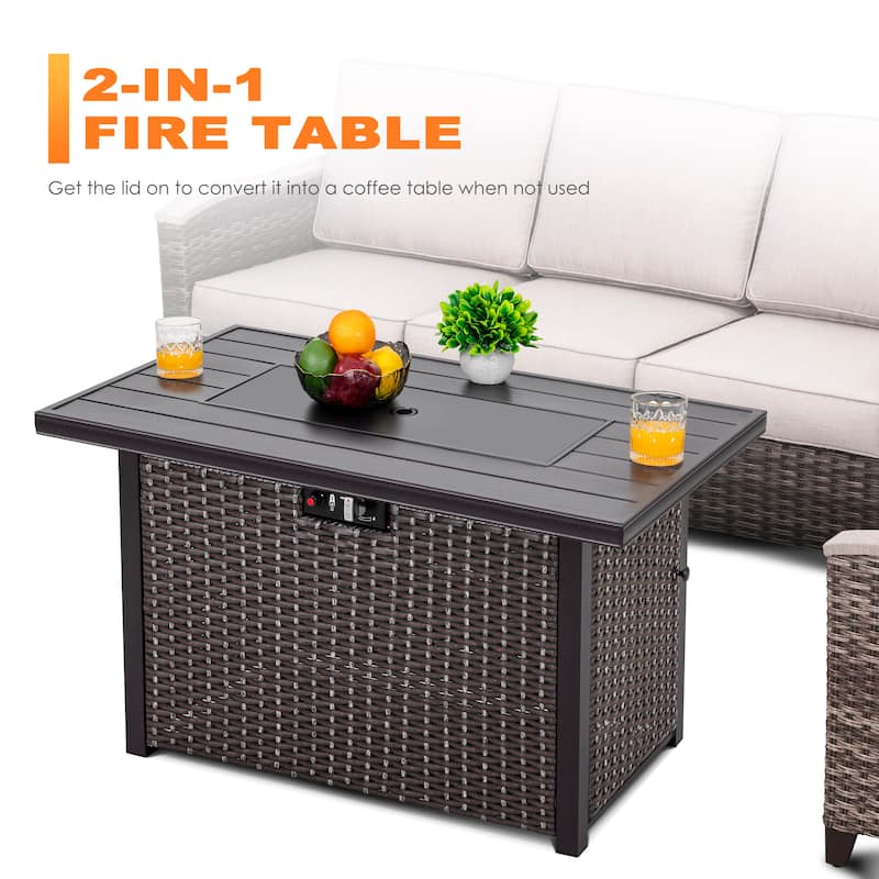Nuu Garden Outdoor 43-inch 50,000 BTU Propane Gas Fire Pit Table