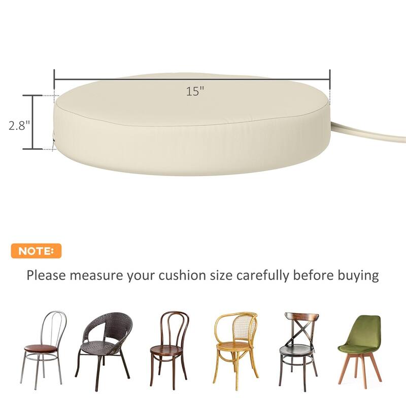 Polyester Round Chair Cushions Set of 4 with Ties - 15" Dia. x 2.8" H