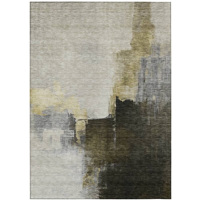 Machine Washable Indoor/ Outdoor Abstract Chantille Rug