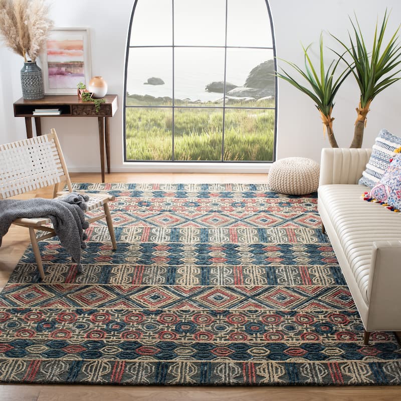 SAFAVIEH Handmade Trace Shanta Moroccan Wool Rug - 8' x 10' - Grey/Navy