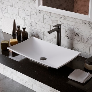 Karran Quattro Vibrant Matte White Acrylic 25 in. Rectangular Bathroom Vessel Sink