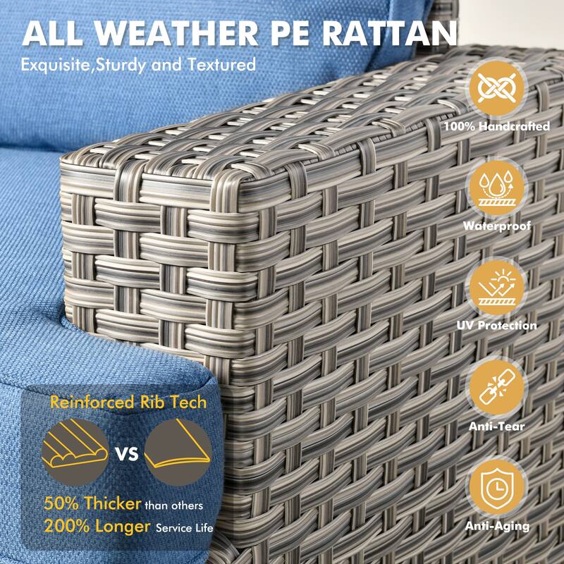 XIZZI 9-piece Outdoor Patio Wicker Furniture Swivel Chair Set