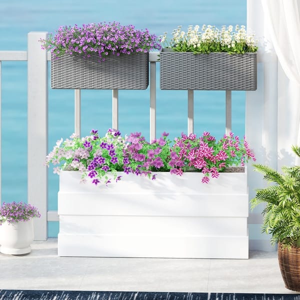 Outsunny Railing Planter Box (2 Pack, 20 Inch), Self-Watering Hanging  Flower Pots with Hooks for Fence, Balcony, Garden, Patio - Bed Bath &  Beyond - 42500460