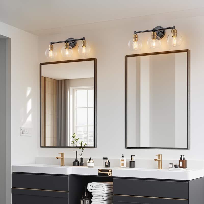 Starsky 3-Lights Modern Dimmable Bathroom Vanity Light with Globe Glass Shade