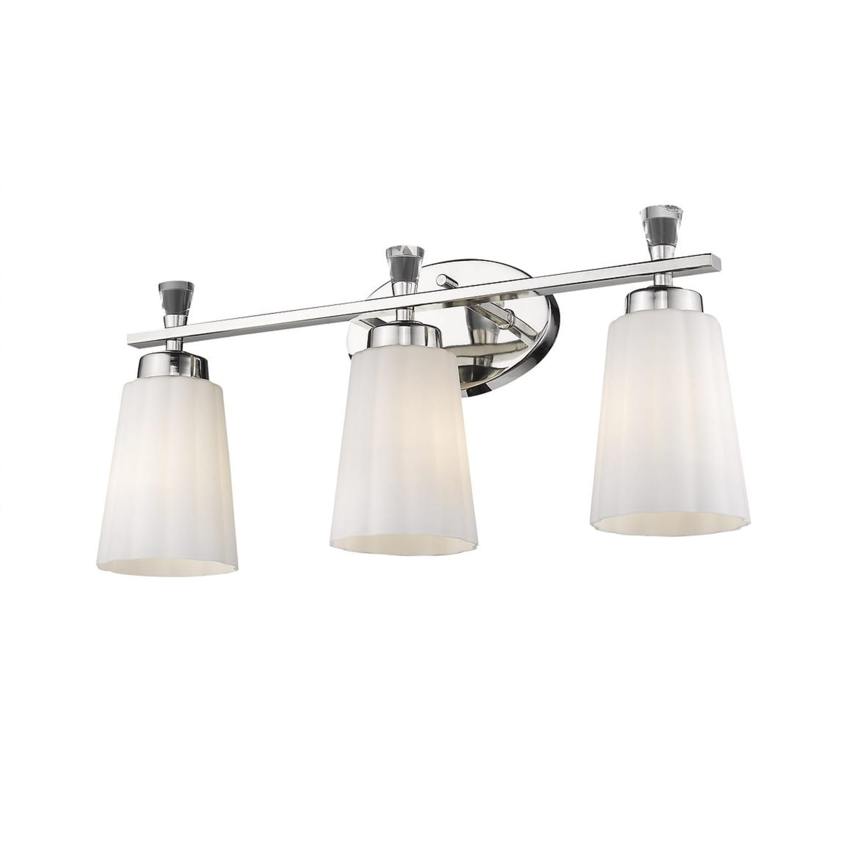 3-Light Polished Nickel 21 Inch Bath Vanity Light with Frosted Glass - Polished Nickel