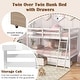 preview thumbnail 22 of 24, Twin Over Twin Bunk Bed Wood Bed Frame with 2 Storage Drawers and Ladder-Gray