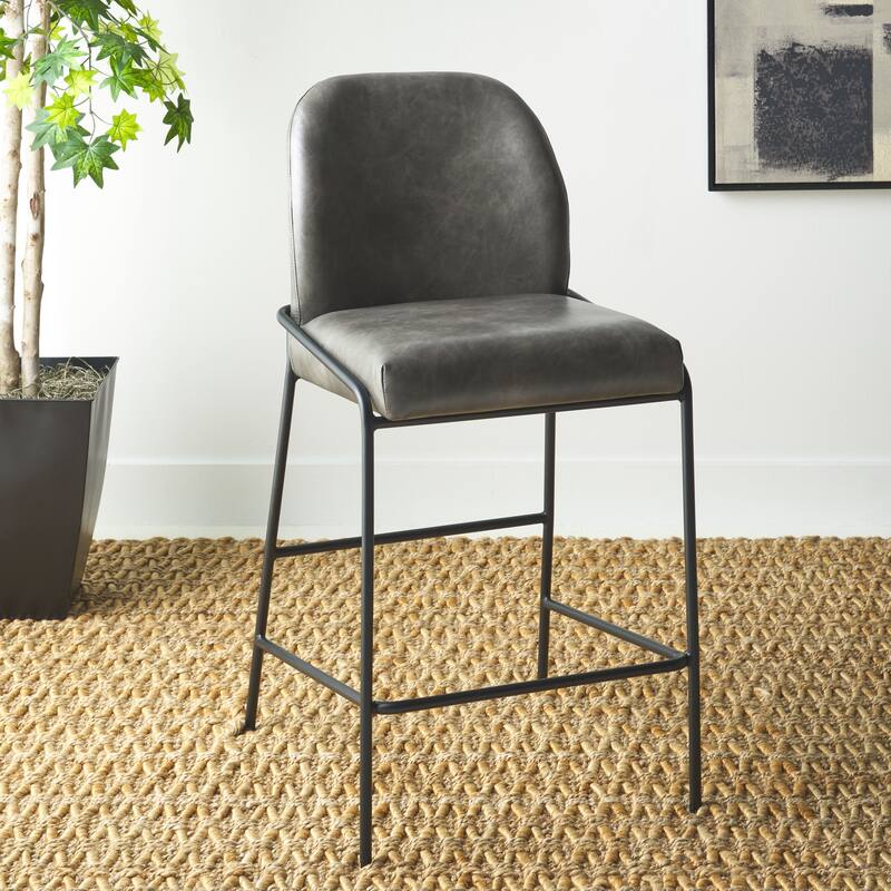 SAFAVIEH Ivey 27-inch Counter Stool - 20"W x 22"D x 38"H - Grey/Black