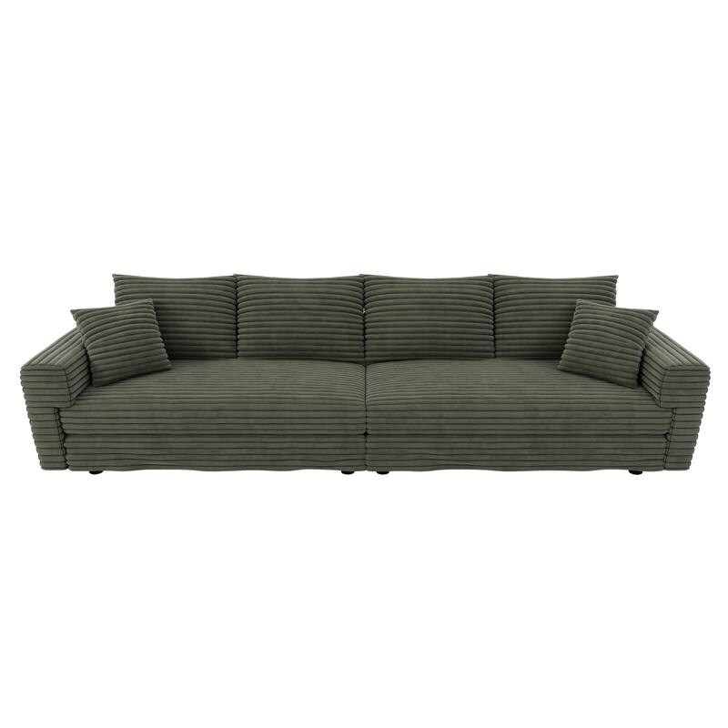 GDFStudio - Plush Corduroy 4-Seater 102.4" Deep Seat Sofa Cloud Couch