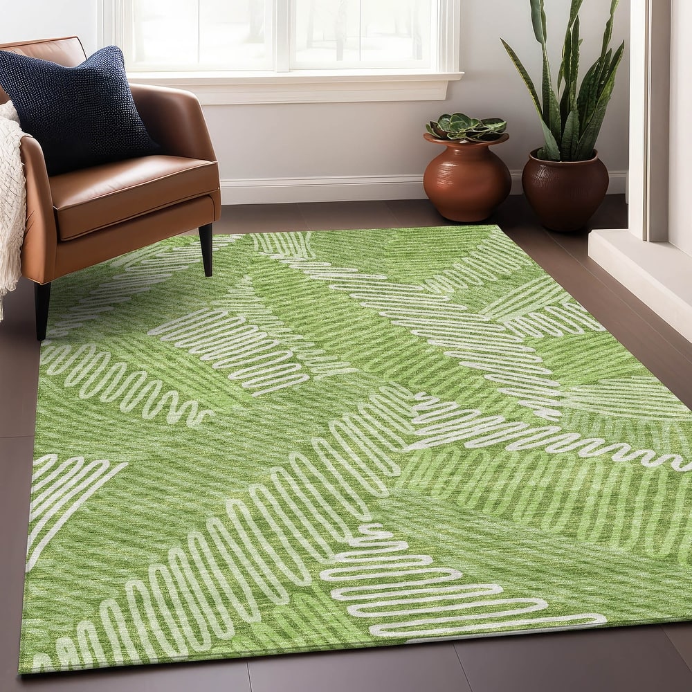 Premium Washable Super Soft Contemporary Leaf Mayfield Rug