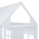 preview thumbnail 12 of 11, Twin Size White Wooden House Bed Safety Toddler Bed Frame with Twin Size Trundle, Apex Roof, Safety Guardrail, Windows