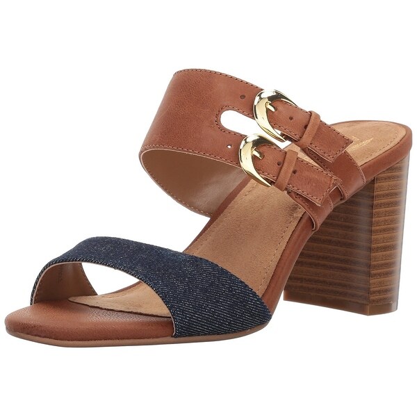 Aerosoles Womens Heroism Leather Open Toe Casual Slide Sandals