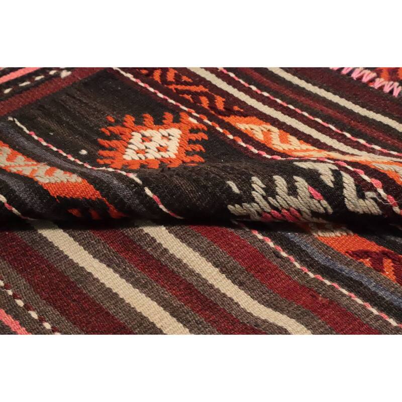 Hand Woven Oriental 100% Wool Carpet Southwestern Tribal Multi-Colored Kilim Area Rug - 9' 10'' X 6' 2''