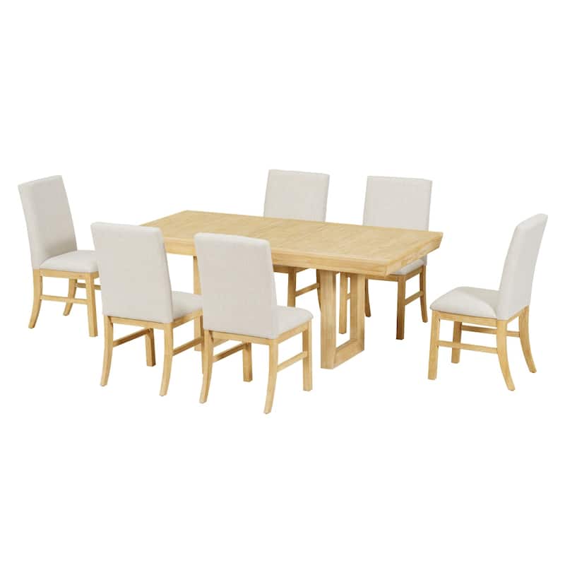 7-Piece 72 in Extendable Dining Table Set with 12 in Butterfly Leaf