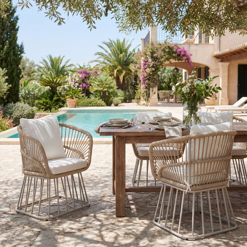 Christopher Knight Home - Outdoor Wicker Dining Chair with Steel Frame & Cushion (Set of 1/2/4/6)