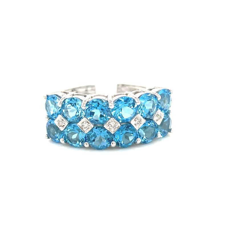 Kabella 14kt Gold Double Gemstone and Diamond Ring