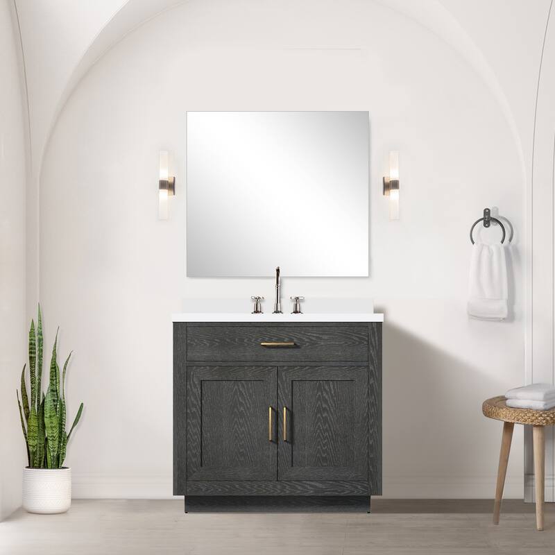 Abbey Bath Vanity with Quartz Top, Sink, Mirror and Faucet