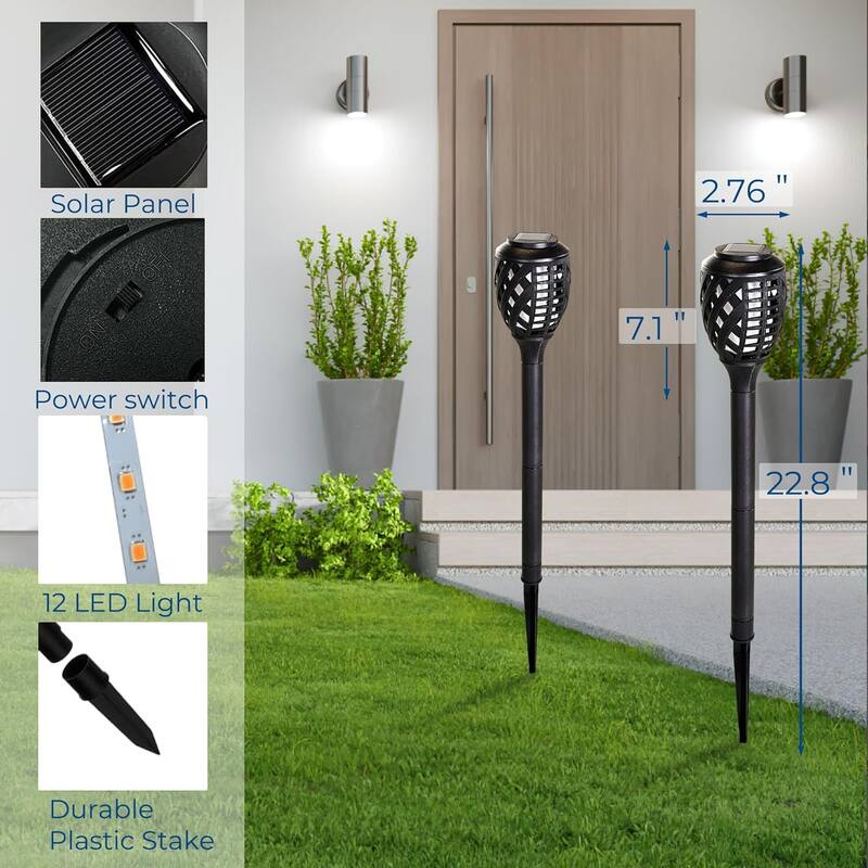 8 Pack Solar Torch Light with Flickering Flame, Outdoor Waterproof Garden Solar-Ligh for Outside Patio Path Yard Decoration