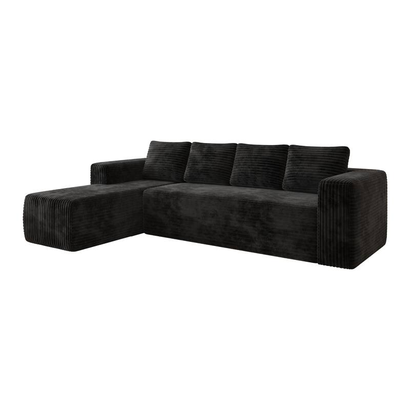Corduroy Modular Deep Seat Couches L-shaped Chaise Sectional Sofa
