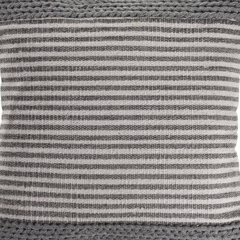 HomeRoots 20" X 20" Gray And Ivory 100% Cotton Striped Zippered Pillow