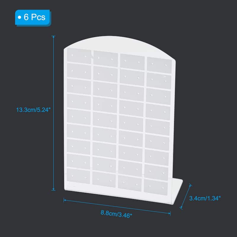 6pcs Earring Display Stand,Acrylic Earring Holder 72 Hole L Rack Large - White Tone