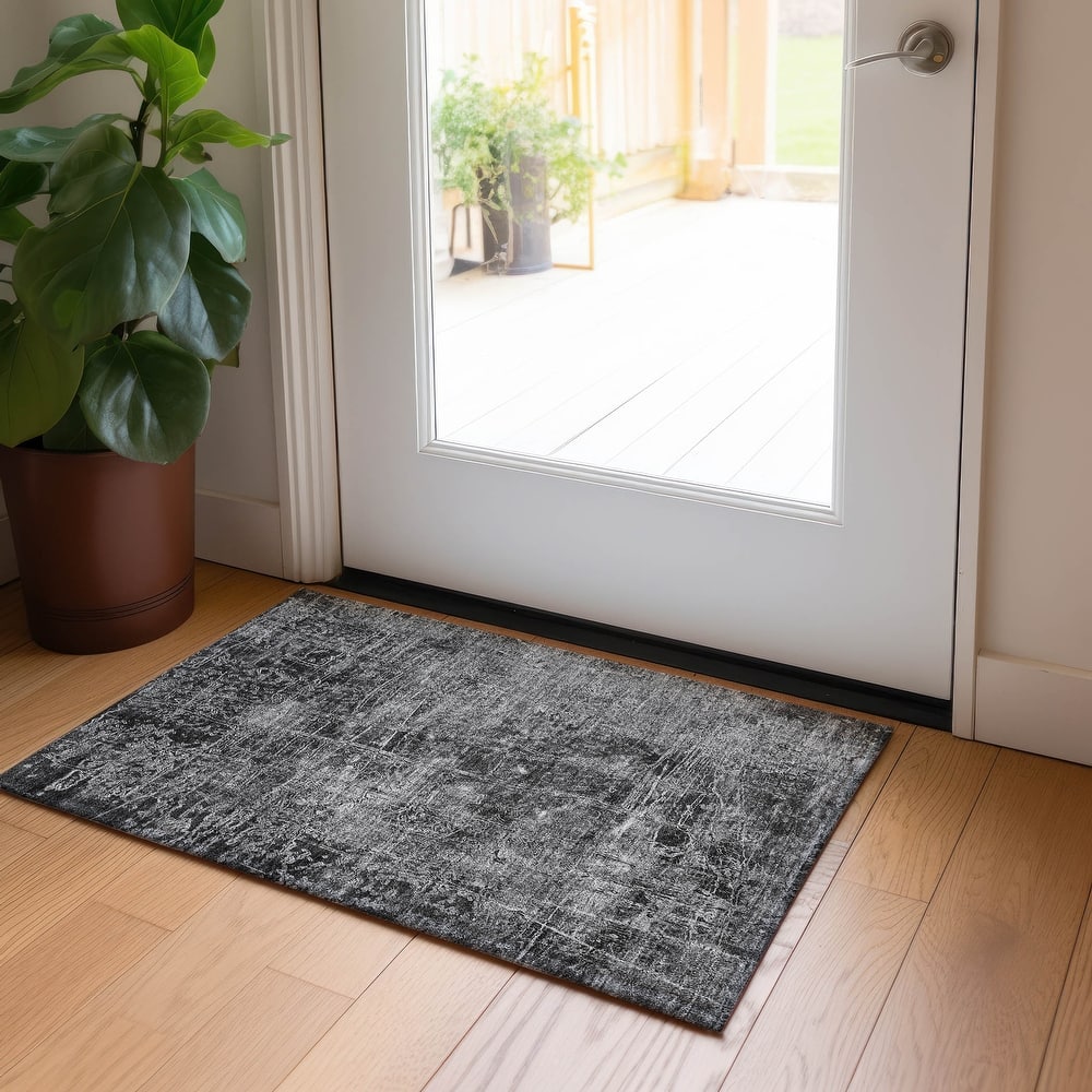 Machine Washable Indoor/ Outdoor Abstract Solid Chantille Rug