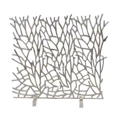 Aluminum Metal Abstract Coral Inspired Single Panel Fireplace Screen - Gold or Silver - Roche River Decor