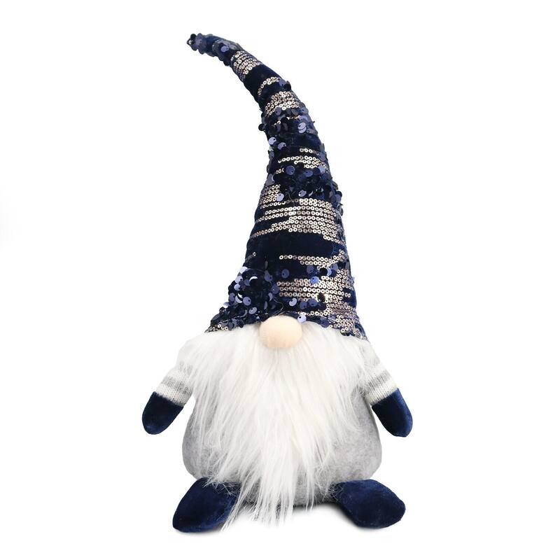 Gnome with Blue Glitter Hat Fabric Christmas Decoration