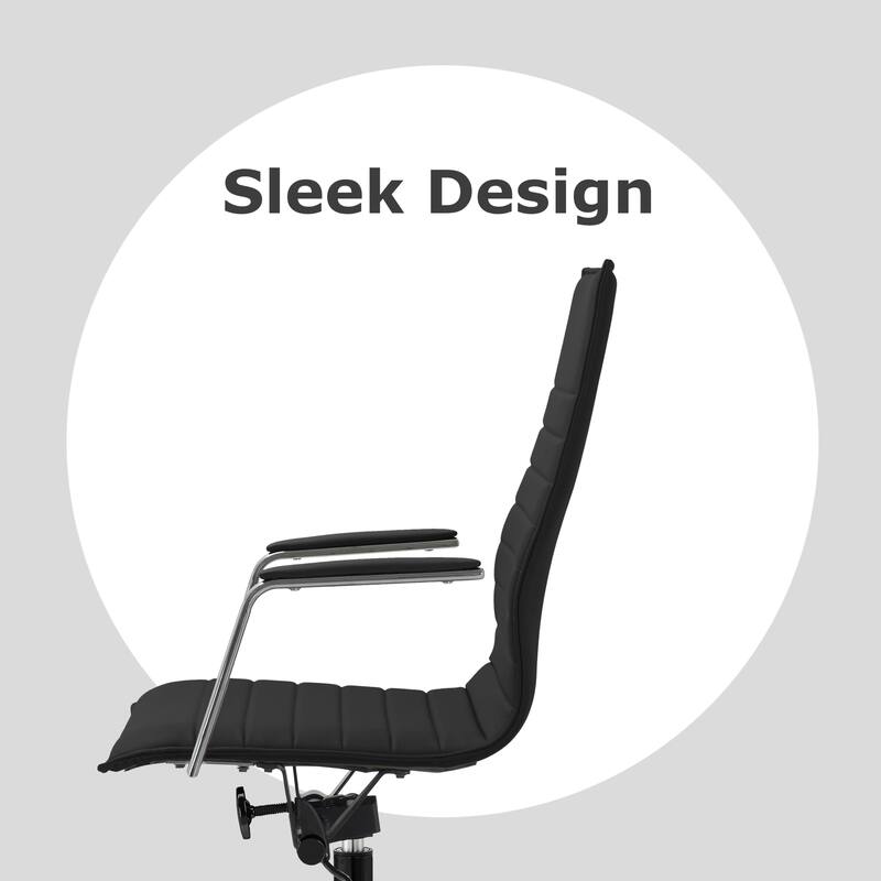 Executive Ribbed Ergonomic High Back Modern Office Chair With Arms Conference Room Guest Bedroom Work Task Hotel Computer