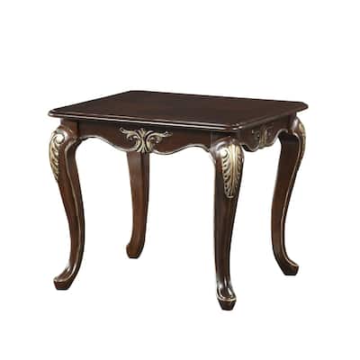 28 in. Brown Rectangle Wood End Table with Cabriole Legs