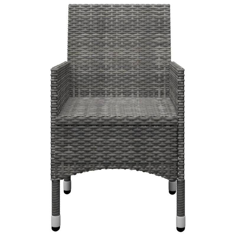 vidaXL Dining Set Grey Solid acacia wood, Powder-coated steel, PE rattan - 35.4 x 78.7 x 29.1