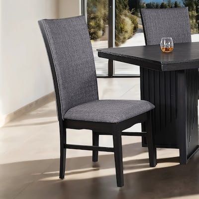 Furniture of America Dorian Modern Black Wood Upholstered Dining Chairs (Set of 2)