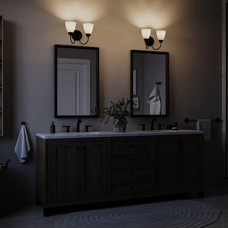 Kichler Lighting Jolie 2-Light Vanity Light with Satin Etched Glass in Black