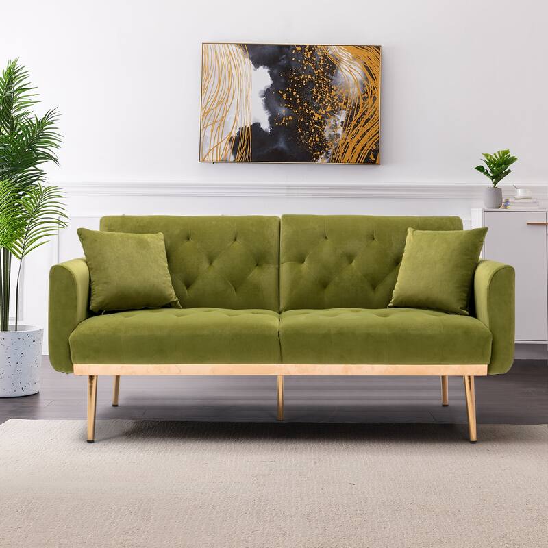 Mid Century Modern Velvet Fabric Accent Loveseat Sofa Bed Bed Bath