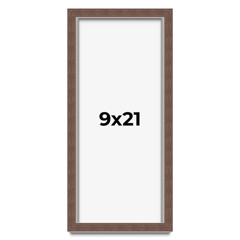 9x21 Shadow Box Frame Brown | 1.125 inches Deep Real Wood Rustic